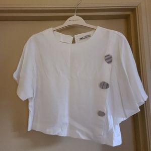 Zara Cropped Linen Top